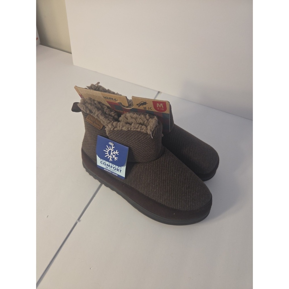 Dearfoams Men's Memory Foam Slipper (Brown, US Footwear Size Medium 9-10)